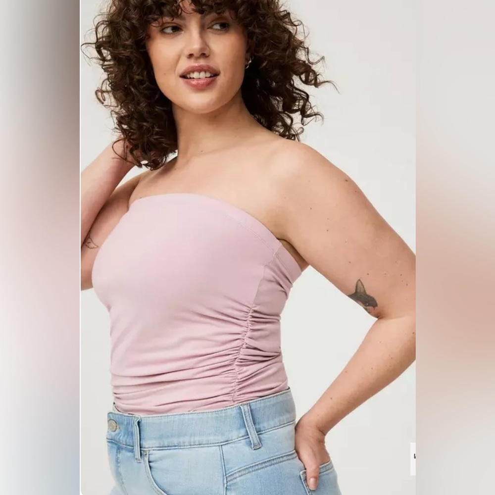 TORRID Pink Strapless Ruched Women's Top